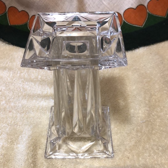 Vintage Heavy Cut Glass Pedestal Candle Holder/Vase, Reversible 7x4” - Picture 9 of 10